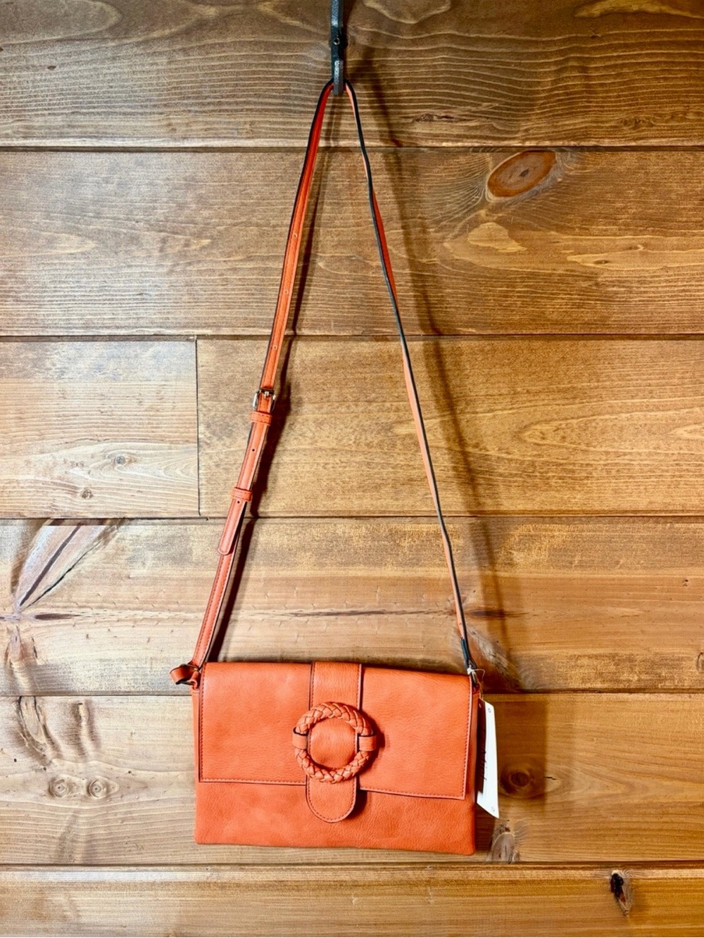 Le Miel Braided Ring Accent Crossbody Bag in Orange 🧡🍊